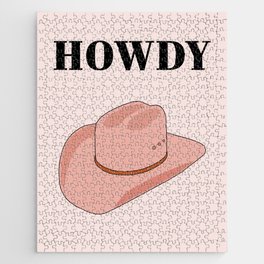 Howdy - Cowboy Hat Peach Jigsaw Puzzle