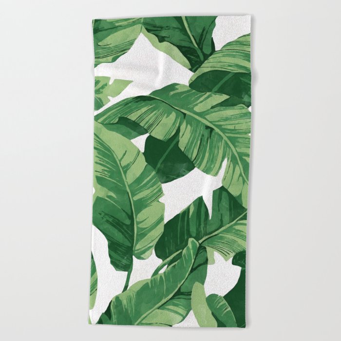 Tropical banana leaves IV Beach Towel by CatyArte