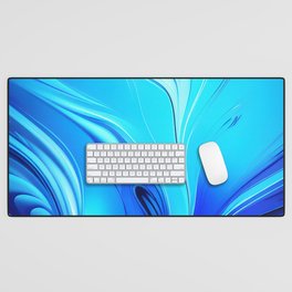 Blue Fluid Paint Abstract: Calm And Vibrant Art Design Desk Mat