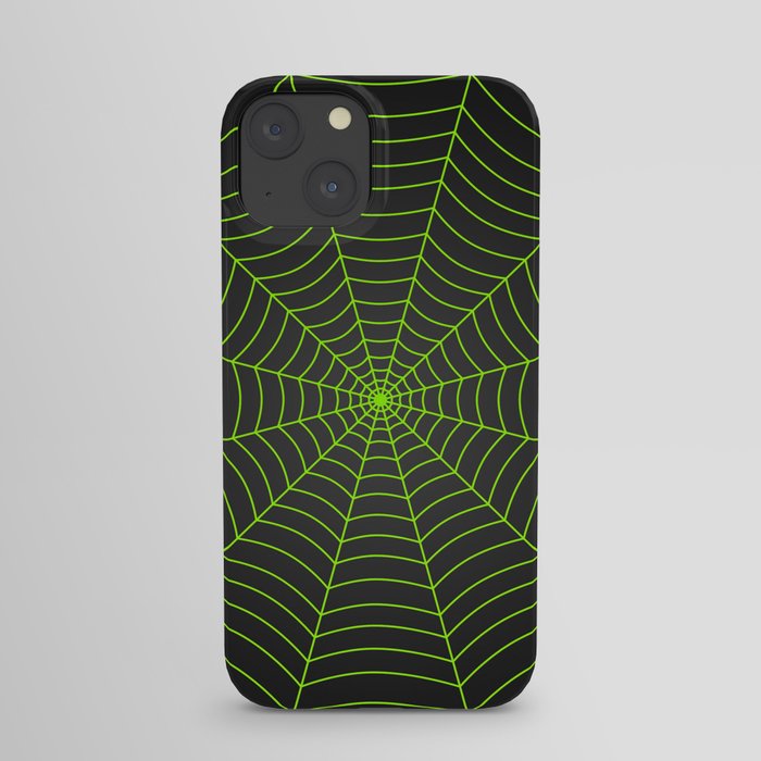 Neon green spider web iPhone Case