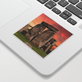 Great Britain Photography - Red Sunset Over The Famous Stonehenge Sticker