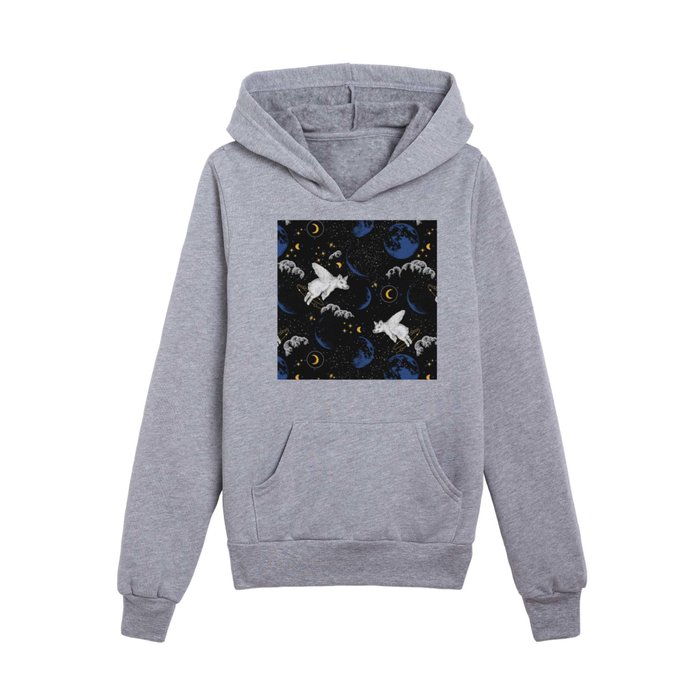 Celestial Pigs of the Night Sky A Kids Pullover Hoodie