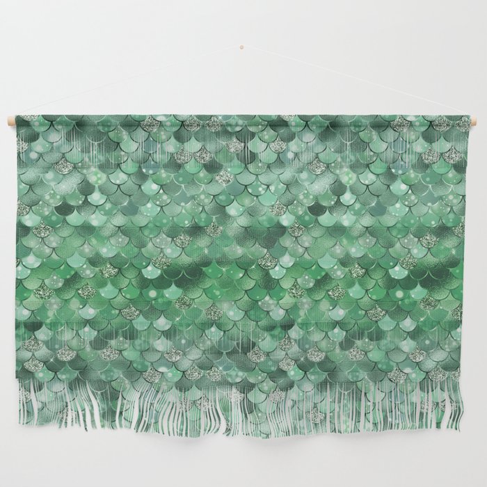 Green Mermaid Pattern Glam Wall Hanging