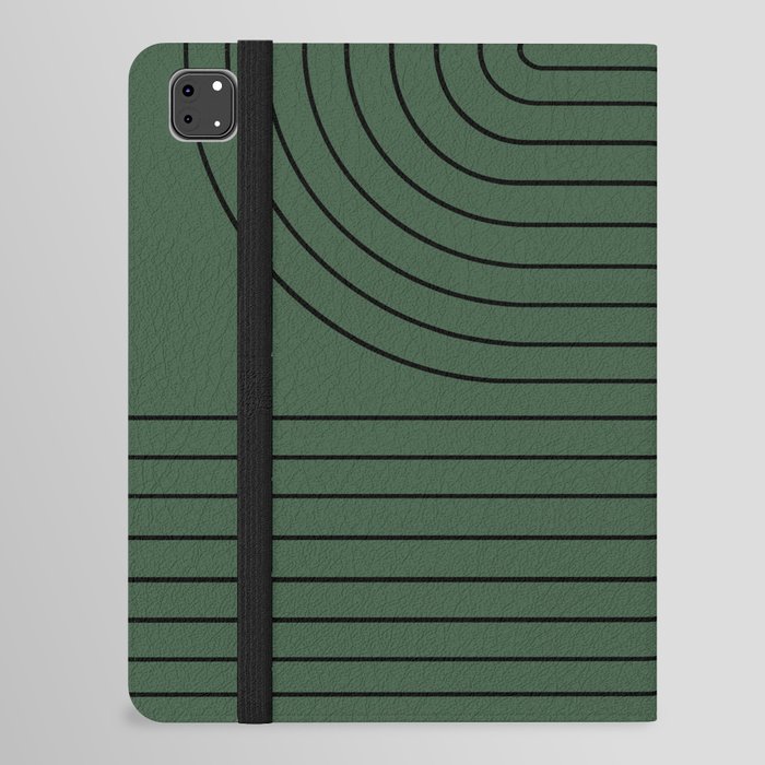 Minimal Line Curvature LXV Forest Green Mid Century Modern Arch Abstract iPad Folio Case