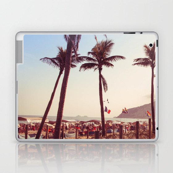 Brazil Photography - Palm Trees By The Crowded Beach Laptop & iPad Skin
