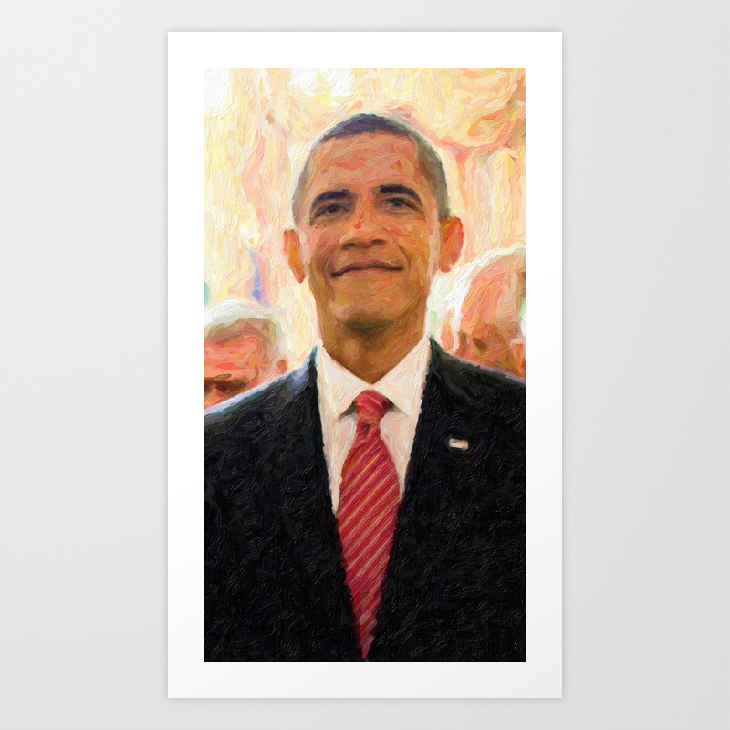 Abstract Portrait Of President Barack Obama 37 Art Print By