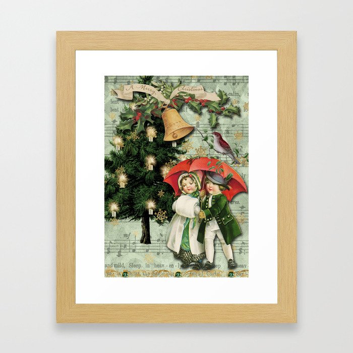 Vintage victorian Christmas card and print. Framed Art Print