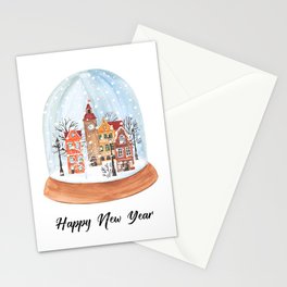 snow globe happy new year Stationery Cards