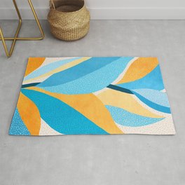 Colorful Blue and Yellow Abstract Botanical Area & Throw Rug