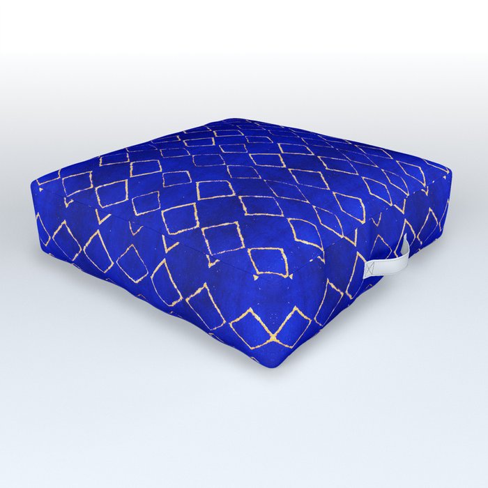 N279 - Calm Blue Indigo Berber Bohemian Traditional Moroccan Fabric Style Outdoor Floor Cushion