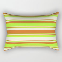 [ Thumbnail: Beige, Chocolate & Light Green Colored Lined/Striped Pattern Rectangular Pillow ]
