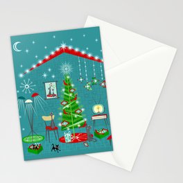 Retro Holiday Decorating iii Stationery Card