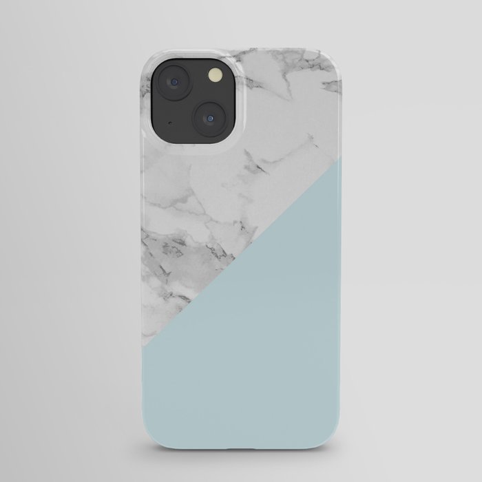 Marble + Pastel Blue iPhone Case