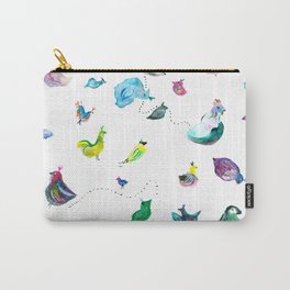 Chickens! Carry-All Pouch | Chickens, Urbanfarm, Painting, Watercolor, Pattern, Farming, Acrylic 