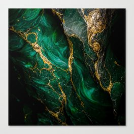 green and gold marble with vivid vibrant colors, vibrant green marble Canvas Print