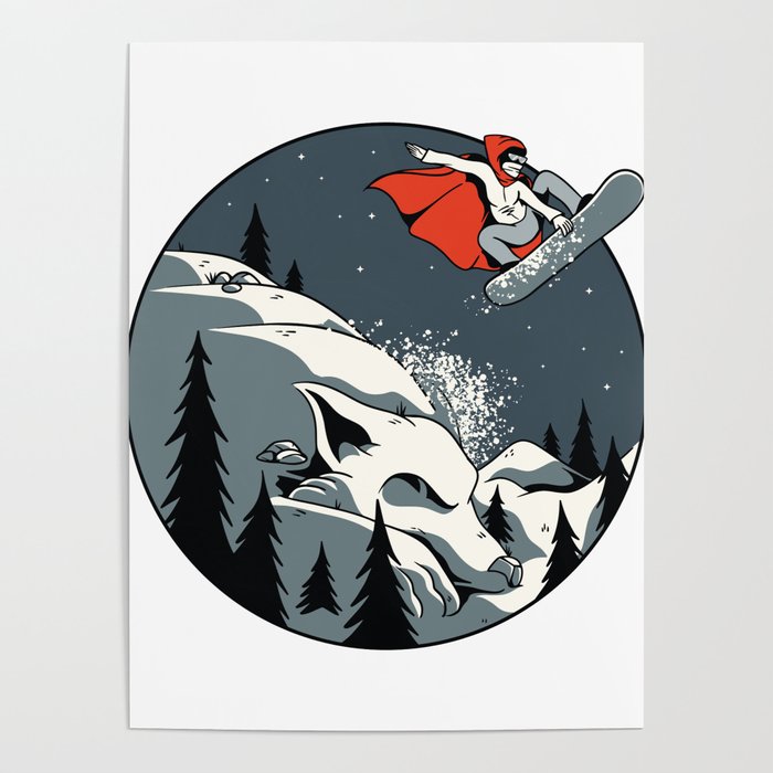 Red Hood Snowboard Poster