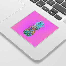 Pink Rainbow Color Splash Pineapple Sticker