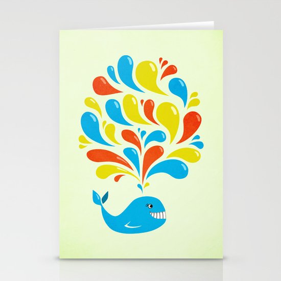 Colorful Swirls Happy Cartoon Whale Stationery Cards
