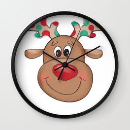Cute Boy Reindeer Head Wall Clock