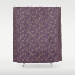 Magnolia And Daisy Seamless Pattern_Purple Shower Curtain