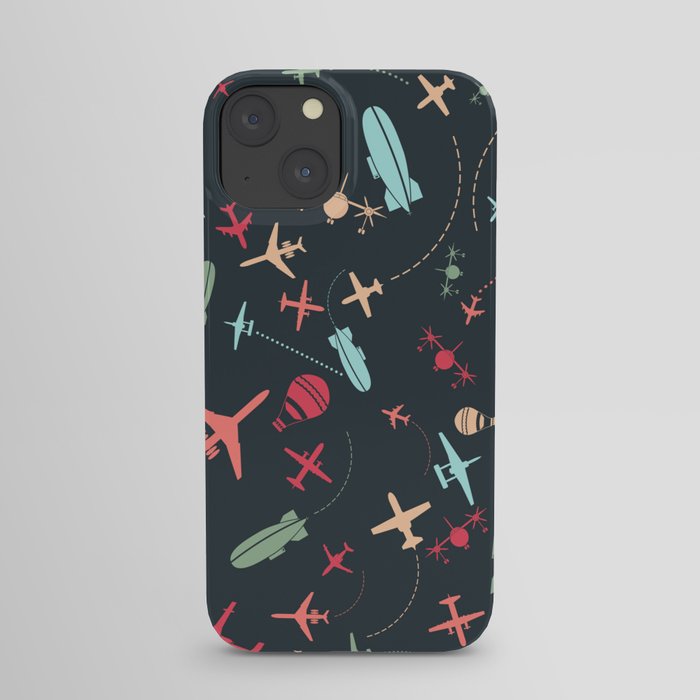 Black Airplane and Aviation Pattern iPhone Case