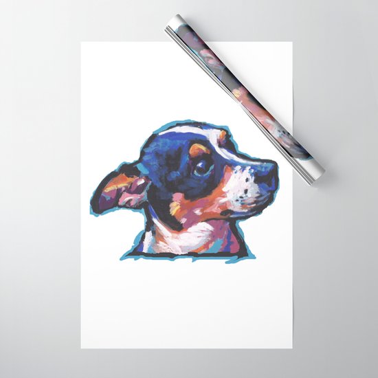 Rat Terrier Fun Dog Portrait Bright Colorful Pop Art Painting By