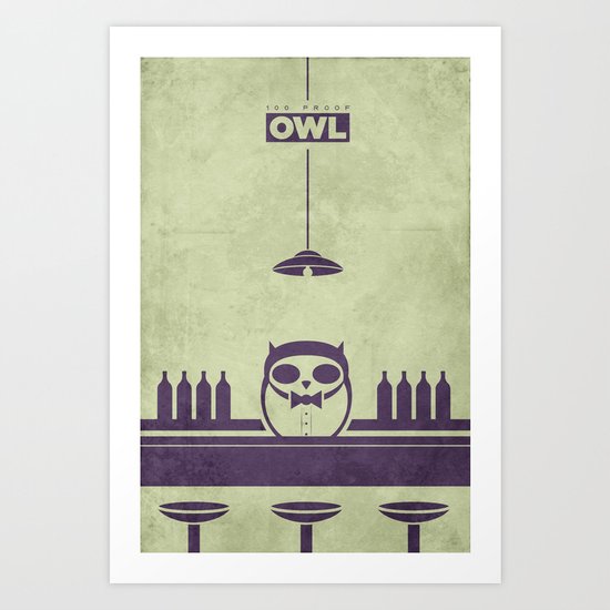 Top Shelf Owl Minimal Poster Art Print