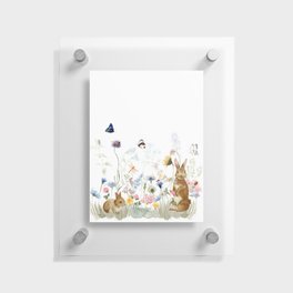 Scandinavian Flowers Easter Bunny Meadow Floating Acrylic Print