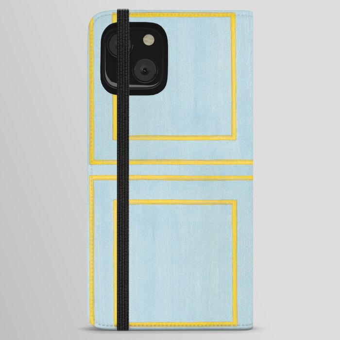 Faux Panels - Light Blue / Bright Yellow Gold iPhone Wallet Case