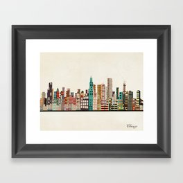 chicago city skyline Framed Art Print
