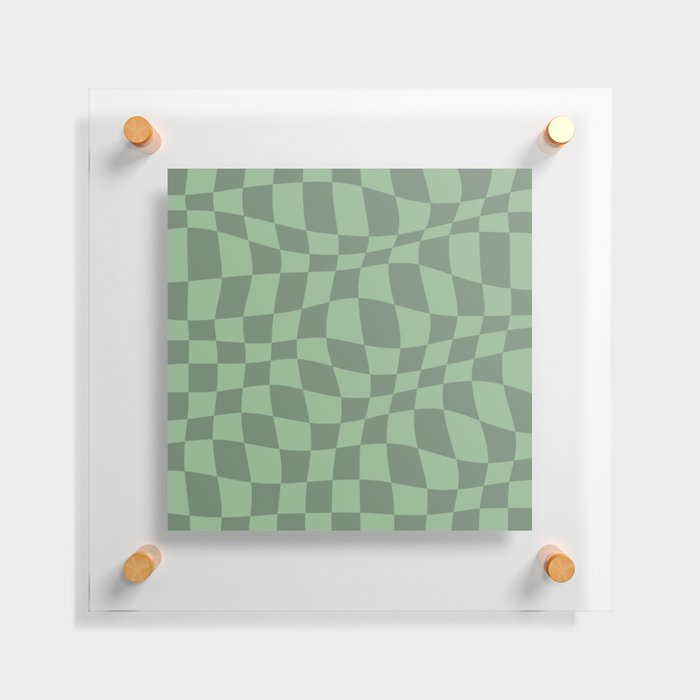 Warped Checkered Pattern (sage green) Floating Acrylic Print