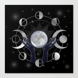 Hands of Goddess lifting the full moon	 Canvas Print