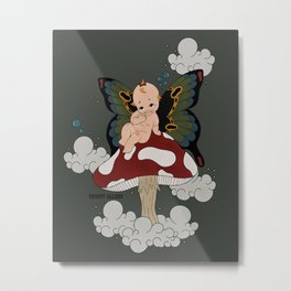Head In The Clouds Metal Print | Cute, Bubbles, Digital, Creepy, Vintage, Acrylic, Kewpie, Drawing, Mushroom, Clouds 