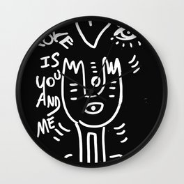Love is You and Me Street Art Graffiti Black and White Wall Clock