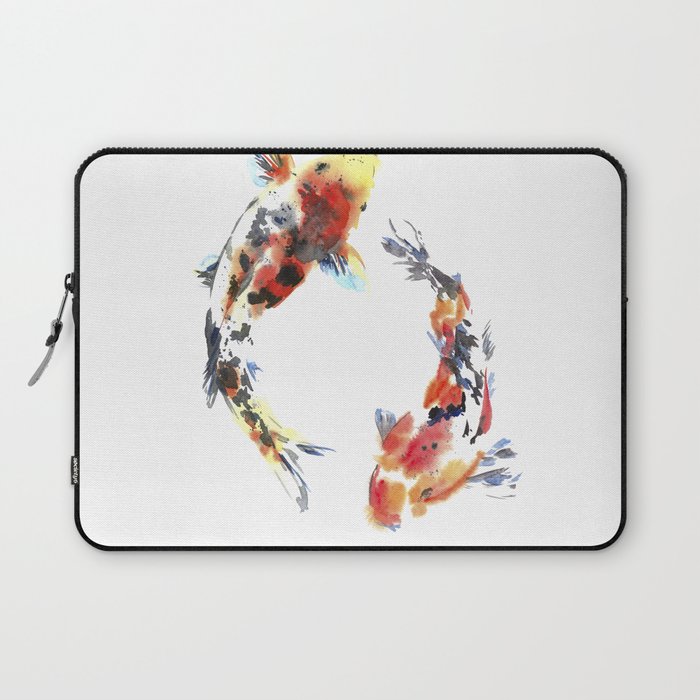 Koi fishes. Japanese style. Watercolor design Laptop Sleeve