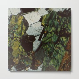 Twinned Pyroxene and Feldspar Thin Section Mineral Art for the Rockhound  Metal Print