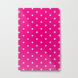 Polka Dots Pattern Deep Pink and White Metal Print