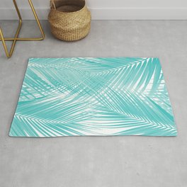 Soft Turquoise Palm Leaves Dream - Cali Summer Vibes #3 #tropical #decor #art Area & Throw Rug