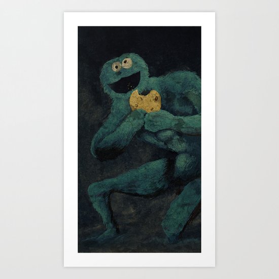 Monster Devouring His Cookie Art Print