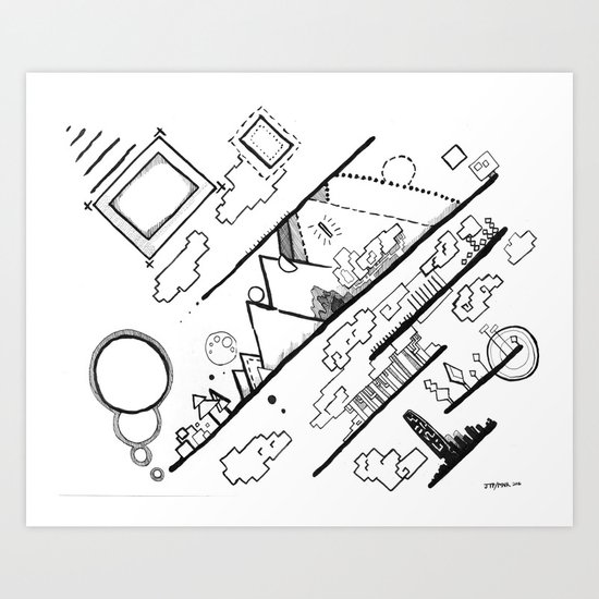 Abstract Ink Village Art Print