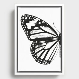 Monarch Butterfly | Left Butterfly Wing | Vintage Butterflies | Black and White | Framed Canvas