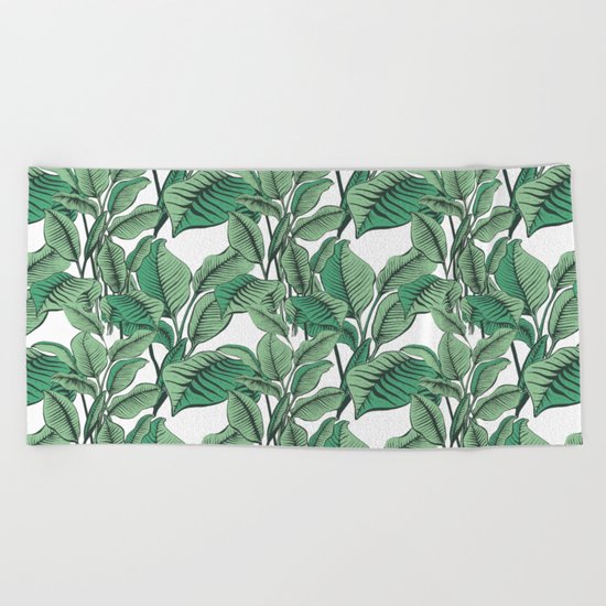 Exotic Tropical Banana Palm Leaf Print Beach Towel