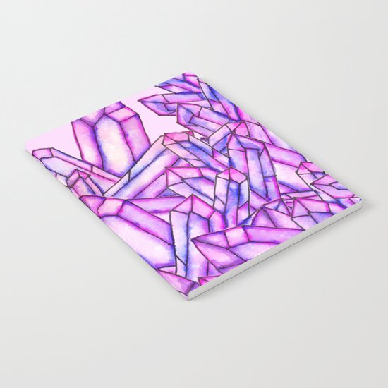 Pink purple watercolor paint crystals gem pattern Notebook