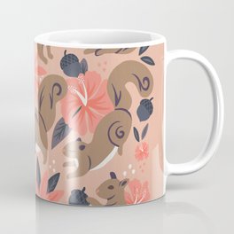 Squirrels & Blooms – Peach & Tan Coffee Mug