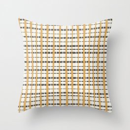 Hygge Plaid Painted Stripe Pattern Ochre Charcoal Cream Throw Pillow