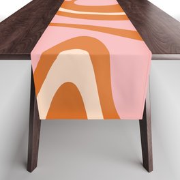 Mod Thang Retro Modern Abstract Pattern Pink Orange Cream Table Runner