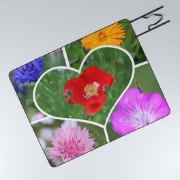 My Heart is Filled with Flowers Photo Collage Picnic Blanket
