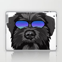 Portrait of black schnauzer in sunglasses  Laptop Skin
