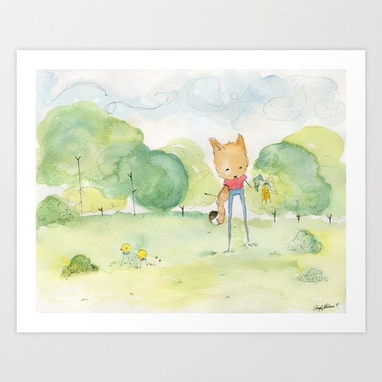 Fox in the park Art Print