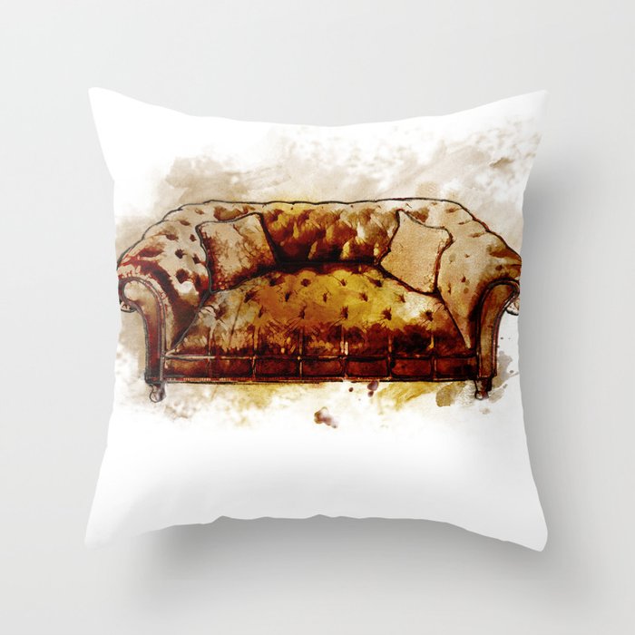 Man Cave Tufted Vintage Leather Sofa Throw Pillow By